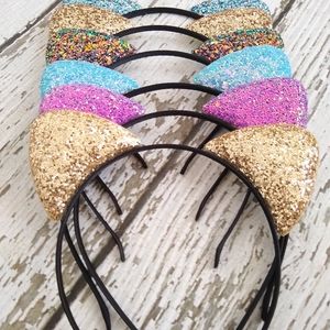 Glitter Cat Ear Headband Set - 6 in Set